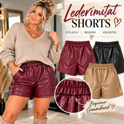 Lederimitat Shorts Damen – High Waist mit Gummibund | 4 Farben
