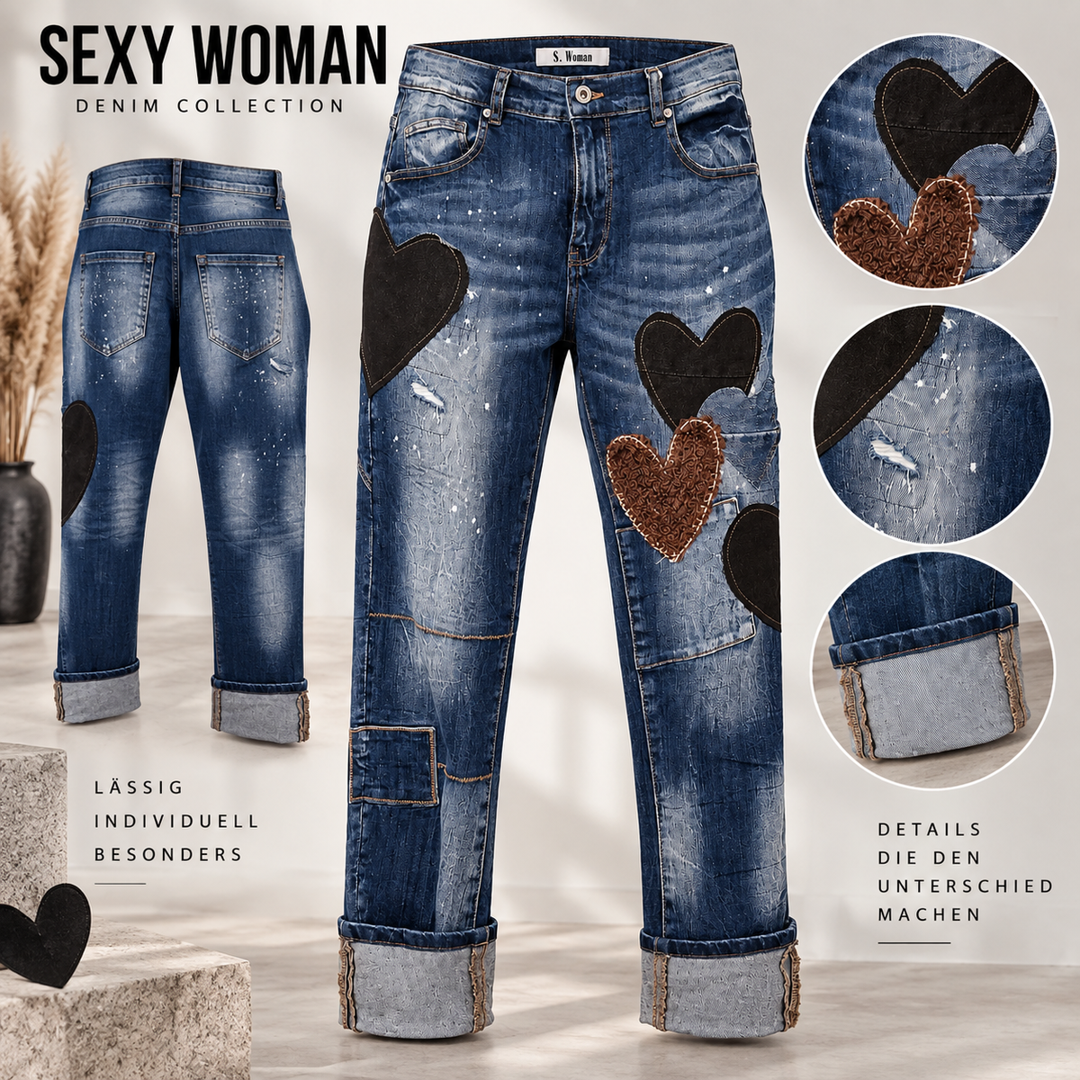 Sexy Woman Jeans – „Heart Patch“ | Boyfriend Style