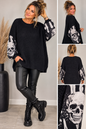 Oversize Skull Strickpullover mit Statement-Ärmeln – Made in Italy