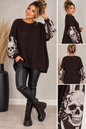Oversize Skull Strickpullover mit Statement-Ärmeln – Made in Italy
