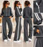 Damen 2-Teiler mit Streifen – Blousonjacke & Wide-Leg-Hose | Sporty Chic