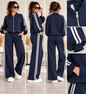Damen 2-Teiler mit Streifen – Blousonjacke & Wide-Leg-Hose | Sporty Chic