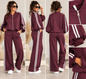Damen 2-Teiler mit Streifen – Blousonjacke & Wide-Leg-Hose | Sporty Chic