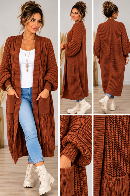 Long-Cardigan mit Taschen – Made in Italy