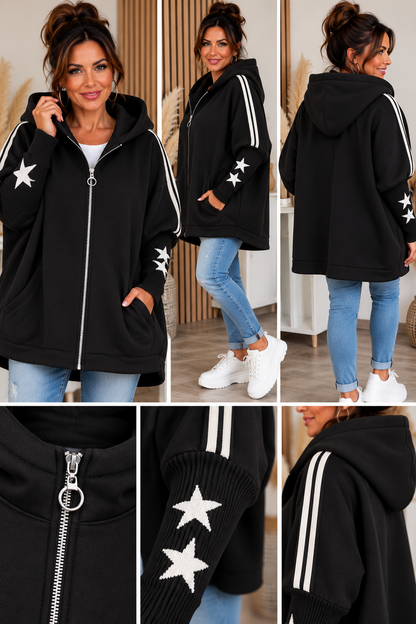 Oversize Sweatjacke mit Stern-Details