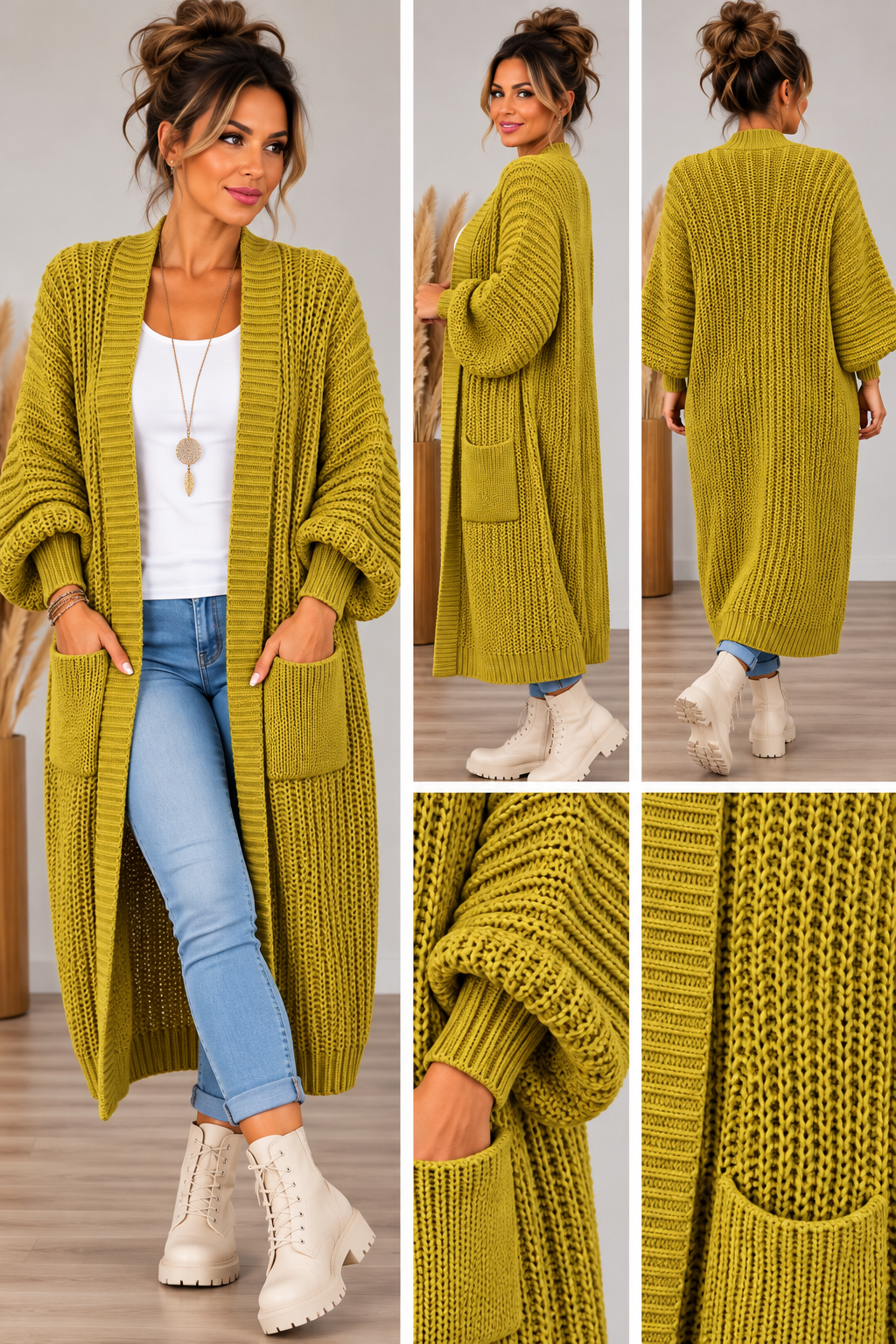 Long-Cardigan mit Taschen – Made in Italy