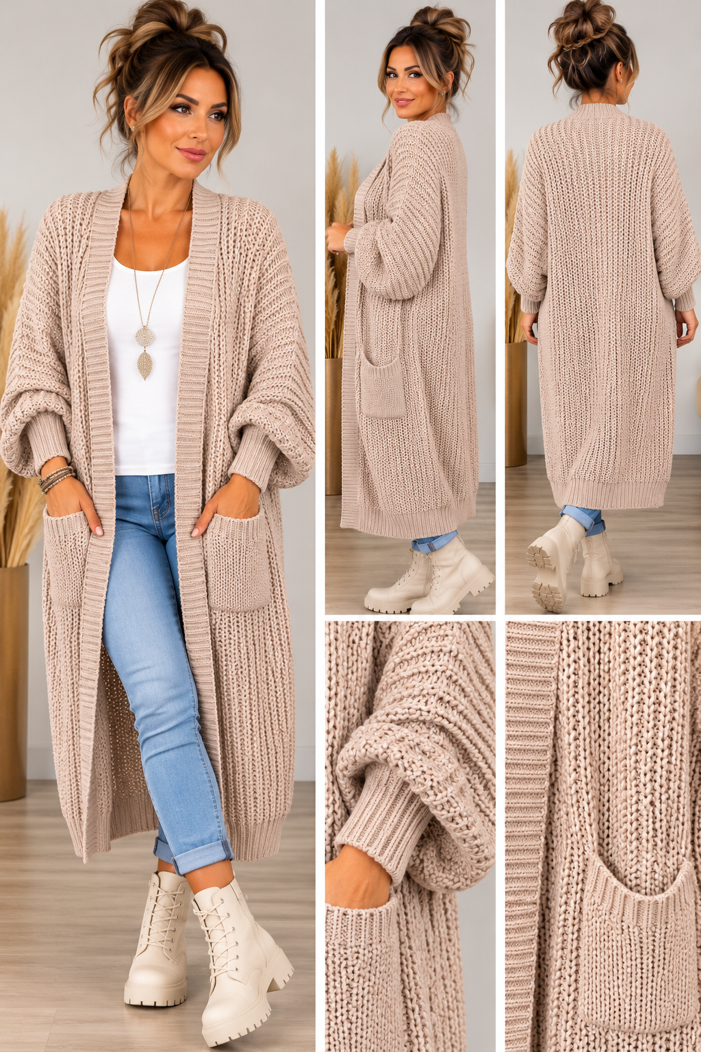 Long-Cardigan mit Taschen – Made in Italy