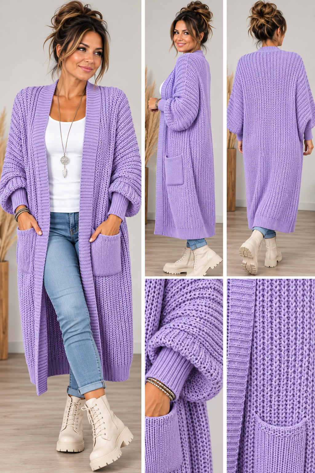 Long-Cardigan mit Taschen – Made in Italy
