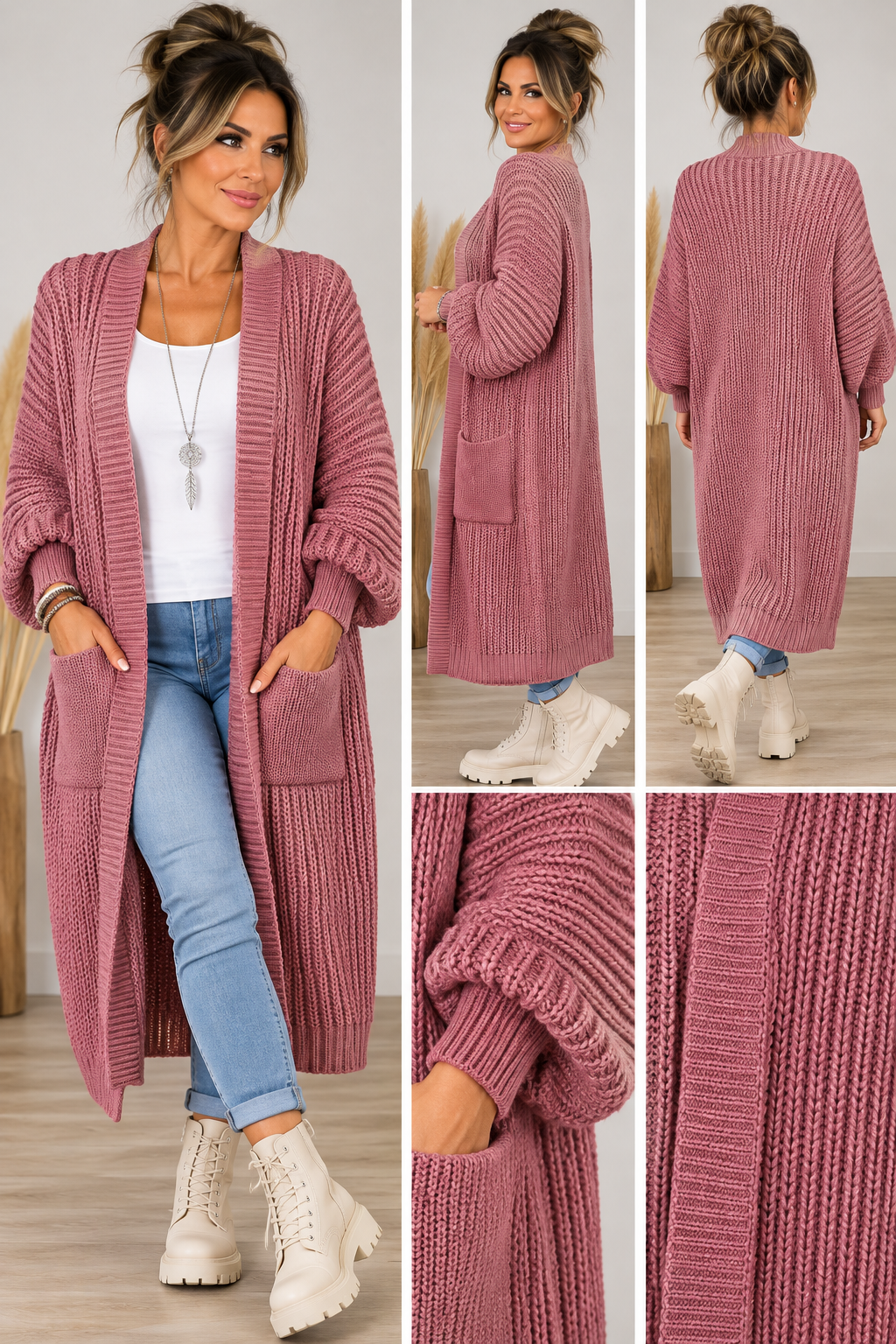 Long-Cardigan mit Taschen – Made in Italy