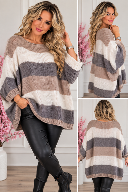 Oversize Strickpullover „Color Stripes“ – Made in Italy