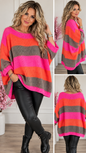 Oversize Strickpullover „Color Stripes“ – Made in Italy