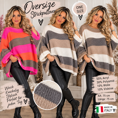 Oversize Strickpullover „Color Stripes“ – Made in Italy