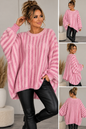 Kuscheliger Oversize Strickpullover mit Streifen – Fledermausärmel