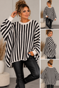 Kuscheliger Oversize Strickpullover mit Streifen – Fledermausärmel