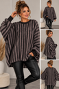 Kuscheliger Oversize Strickpullover mit Streifen – Fledermausärmel