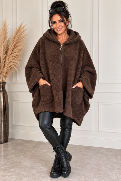 Oversize Teddy-Jacke „Cozy Italy“ mit Kapuze