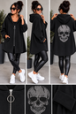 Oversize Sweatjacke „Skull Glam“ mit Kapuze & Glitzer-Totenkopf