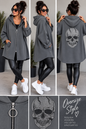 Oversize Sweatjacke „Skull Glam“ mit Kapuze & Glitzer-Totenkopf